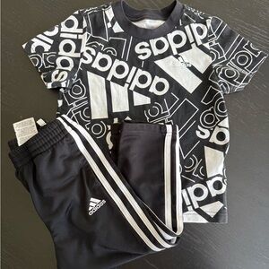 Adidas Black and White Graphic Tee